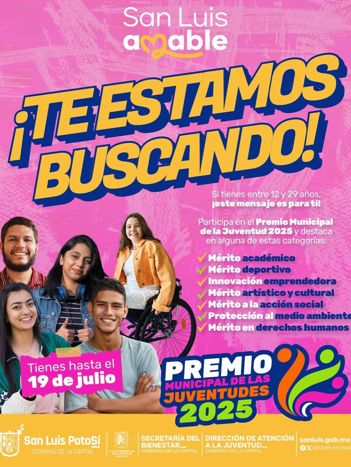 Lanzan convocatoria 2025 del Premio Municipal de la Juventud en SLP