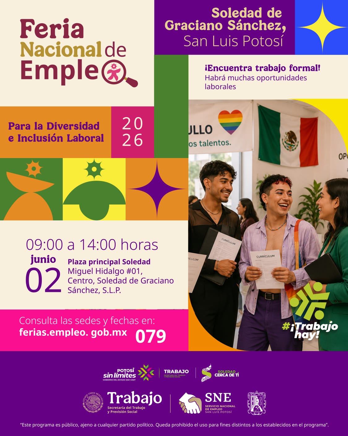 Anuncian Feria Nacional del Empleo en Soledad de Graciano Sánchez