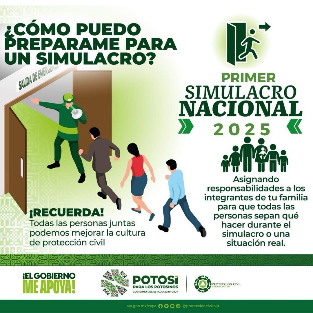 Todo listo para el Primer Simulacro Nacional 2025 en SLP